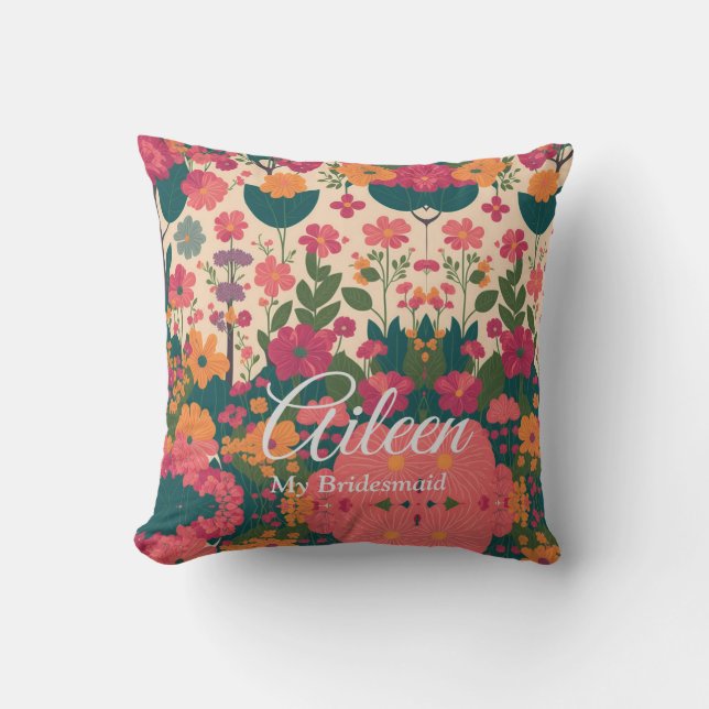 Cojín Decorativo Idea personalizada de regalo de dama de honor (Anverso)