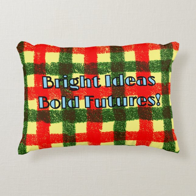 Cojín Decorativo ¡Ideas brillantes Futuros Audaces! (Anverso)