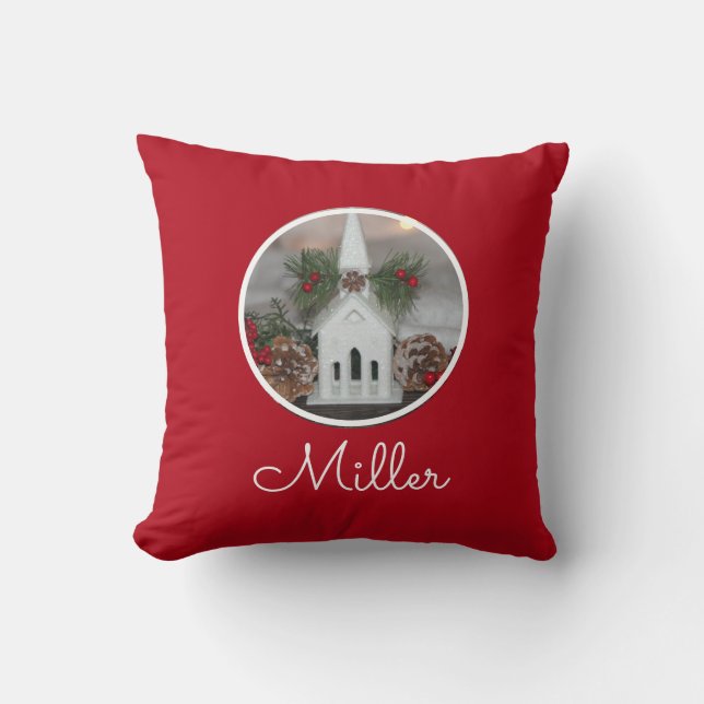 Cojín Decorativo Iglesia Rusa de los Cones de Pino Rojo Personaliza (Anverso)