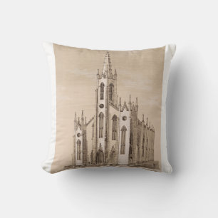 Cojín Decorativo Iglesia Vintage de San Nicolás Nueva York Boceto