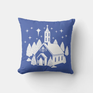 Cojín Decorativo Iglesia y estrella de los navidades