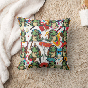 Cojín Decorativo Iguana escuchando música