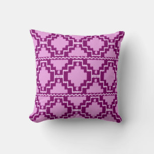 Cojín Decorativo Ikat Azteca Tribal - Púrpura Amethyst y Violeta
