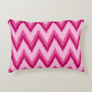Cojín Decorativo Ikat Chevron Stripes - Fuchsia y rosa pálido