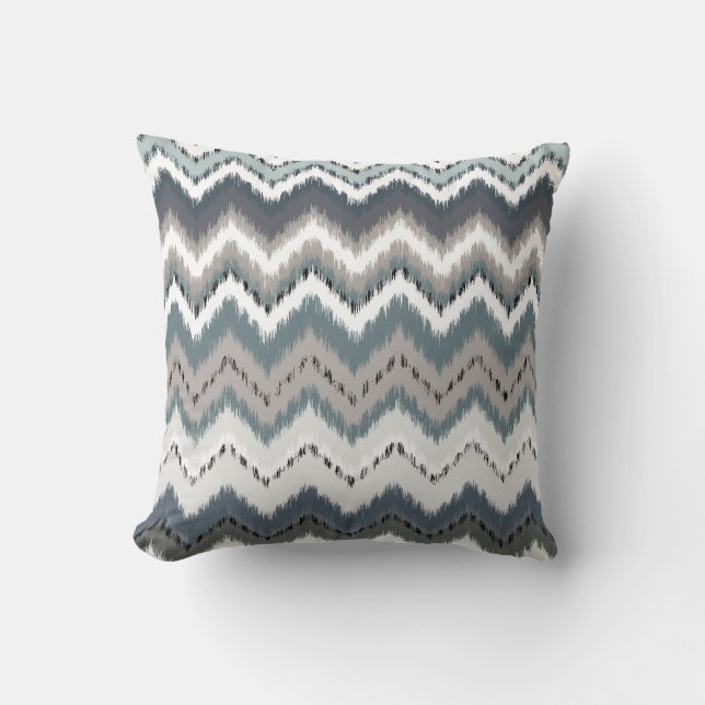Cojín Decorativo Ikat gris Chevron (Anverso)