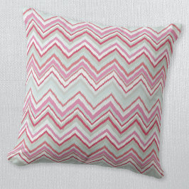 Cojín Decorativo Ikat Moderno Chevron Stripe Resumen Verde Rosa