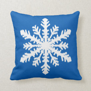 Cojín Decorativo Ikat Snowflake - Azul cobalto y blanco