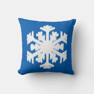 Cojín Decorativo Ikat Snowflake - Azul cobalto y blanco