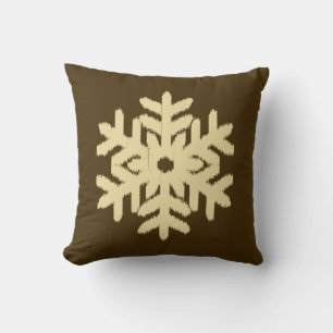 Cojín Decorativo Ikat Snowflake - Beige y chocolate marrón