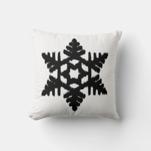 Cojín Decorativo Ikat Snowflake - Blanco y negro