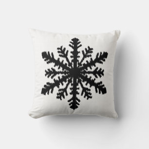 Cojín Decorativo Ikat Snowflake - Blanco y negro
