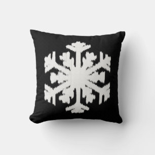 Cojín Decorativo Ikat Snowflake - Blanco y negro