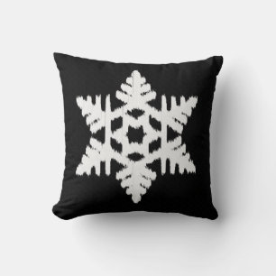 Cojín Decorativo Ikat Snowflake - Blanco y negro