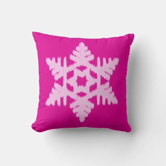 Cojín Decorativo Ikat Snowflake - Fuchsia and ice pink (Anverso)