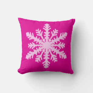 Cojín Decorativo Ikat Snowflake - Fuchsia y el hielo rosado