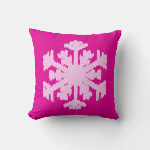 Cojín Decorativo Ikat Snowflake - Fuchsia y el hielo rosado