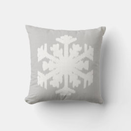 Cojín Decorativo Ikat Snowflake - gris plateado y blanco