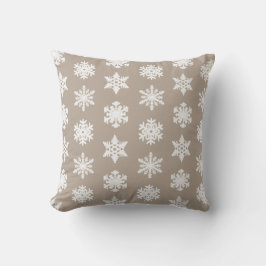 Cojín Decorativo Ikat Snowflake - Taupe tan y blanco
