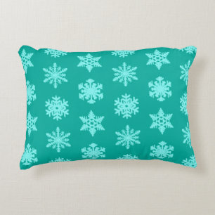 Cojín Decorativo Ikat Snowflakes - Turquesa y aqua