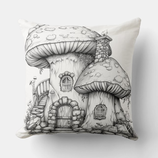 Cojín Decorativo Illustration féérique de maison champignon 🍄 (Anverso)