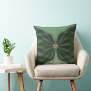 Cojín Decorativo Ilusión de Textil Verde Botánico Personalizado