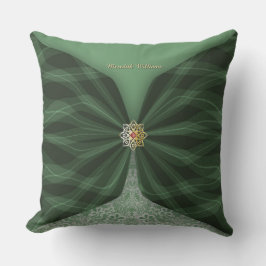 Cojín Decorativo Ilusión de Textil Verde Botánico Personalizado