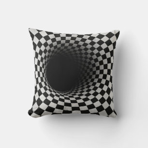 Cojín Decorativo Ilusión óptica de túnel en blanco y negro