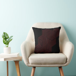 Cojín Decorativo Ilusión óptica geométrica de panal de abeja rojo m