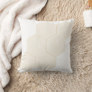 Cojín Decorativo Ilusión óptica geométrica de panal de oro moderno