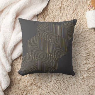 Cojín Decorativo Ilusión óptica geométrica de panal de oro moderno 