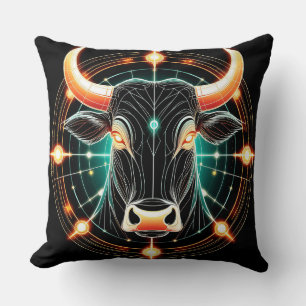Cojín Decorativo Ilustración abstracta de Tauro brillante