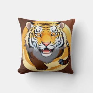 Cojín Decorativo Ilustración abstracta de tigre dorado
