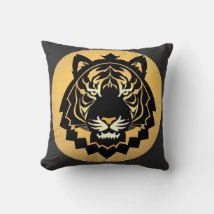 Cojín Decorativo Ilustración abstracta dorada de tigre