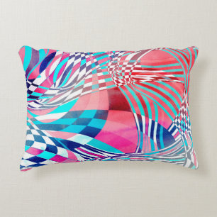 Cojín Decorativo Ilustracion acuarela con ondas lineales gráficas