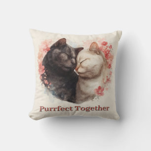Cojín Decorativo Ilustracion acuarela de dos gatos nuzzing