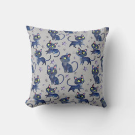 Cojín Decorativo Ilustracion acuarela de Halloween con gatos negros