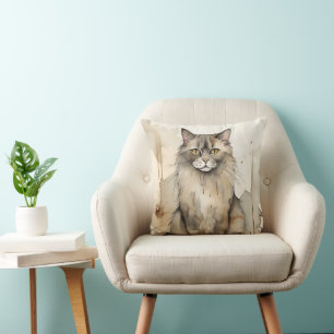Cojín Decorativo Ilustracion acuático Maine Coon