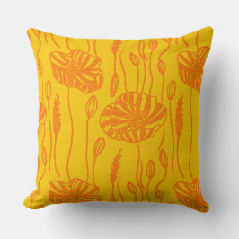 Cojín Decorativo ilustración amarilla moderna retro amapola