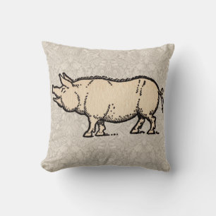 Cojín Decorativo Ilustración antigua de cerdo Cerdito lindo vintage