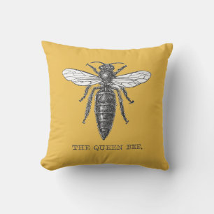Cojín Decorativo Ilustración antigua de insecto bug abeja reina