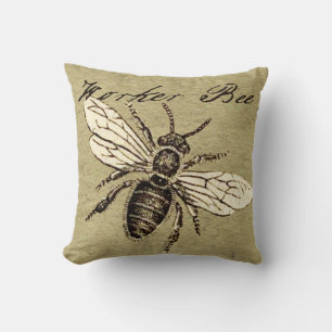 Cojín Decorativo Ilustración Antigüedad Insecto Abeja Obrera Vintag
