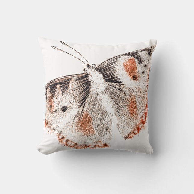 Cojín Decorativo Ilustracion antiguo de mariposa de época (Anverso)