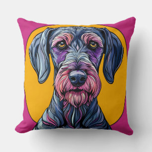 Cojín Decorativo Ilustración Artística Colorida de un Perro Contra