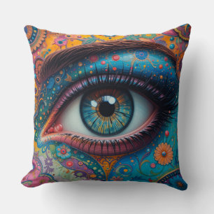 Cojín Decorativo Ilustración artística vibrante de un ojo