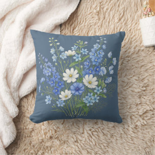 Cojín Decorativo Ilustración botánica de ramo de flores silvestres