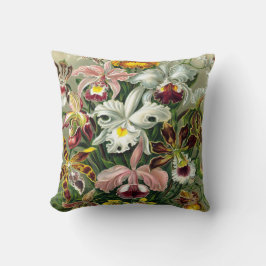 Cojín Decorativo Ilustracion botánico de las orquídeas del vintage