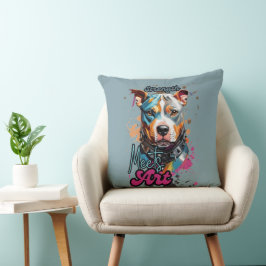 Cojín Decorativo Ilustracion Bright Splatter Pit Bull