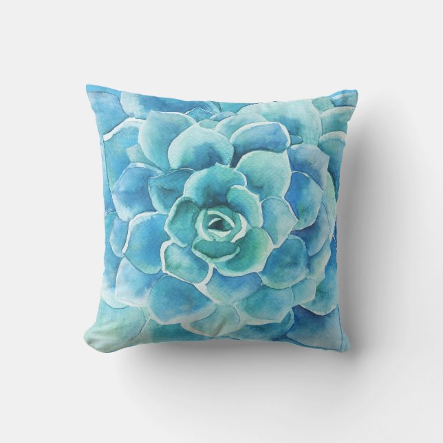 Cojín Decorativo Ilustracion Cactus azul turquesa (Anverso)