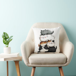 Cojín Decorativo Ilustracion caprichoso de un montón de gatos adora