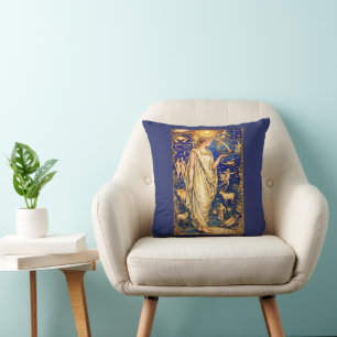 Cojín Decorativo Ilustración Celestial de la Diosa Zodiaco Art Nouv